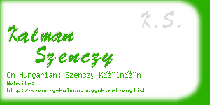 kalman szenczy business card